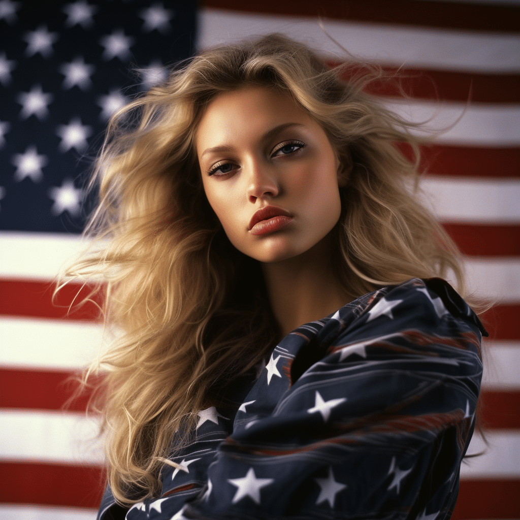 Female Super Models in American Flag