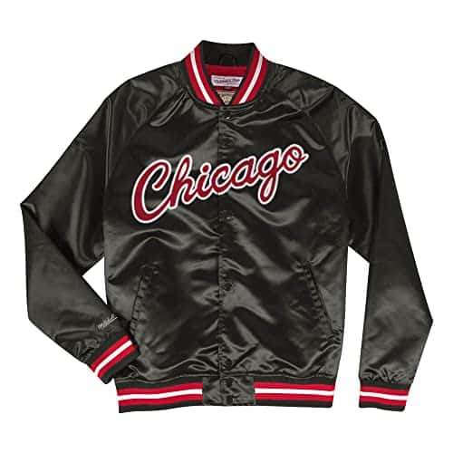 Mitchell & Ness Mens Lightweight Satin Jacket Athletic Outerwear Casual Black Size L