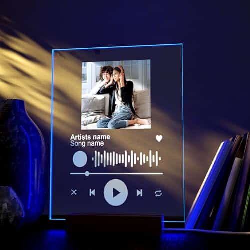 CRYPTONITE Personalized Acrylic Spotify Plaque  Acrylic Custom Plaque with your Favorite Song & Photo  Spotify Glass Plaque with Optional Led Lights  Multiple Sizes Options