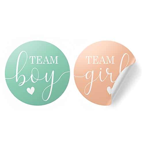 Gender Reveal Party Team Boy or Team Girl Stickers Count (Mint and Peach)