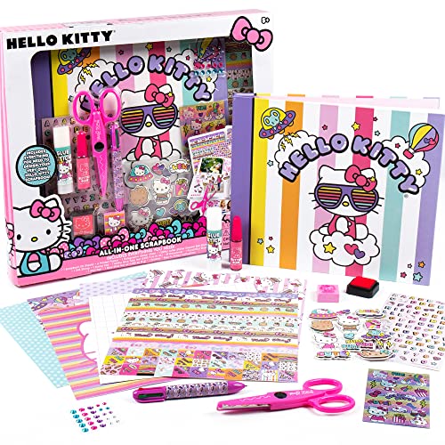 Hello Kitty All in One DIY , Design Your Own Scrapbook with Over Essentials, Great Hello Kitty Toys for Weekend Activity, Photo & Keepsake Album for Kids Ages , , , , , Small, Multicolor