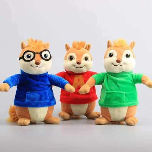 Hyanke Movie Toys Alvin and The Chipmunks Plush Dolls Cute Chipmunks Stuffed Toys Kids Gift cm Pieces, Red, Green, Blue