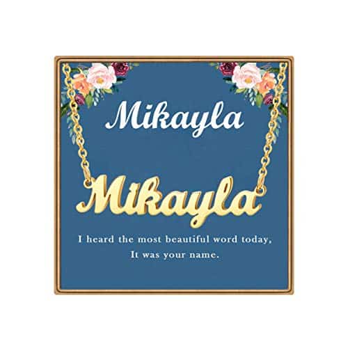 Ldurian Name Necklace Personalized Mikayla Customized Name Plate Necklace K Gold Plated Dainty Name Necklaces Birthday Jewelry Gift for Teen Girls