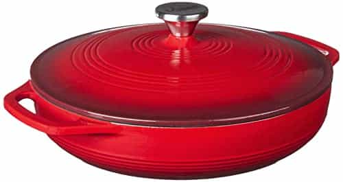 Lodge Quart Enameled Cast Iron Oval Casserole With Lid– Dual Handles – Oven Safe up to ° F or on Stovetop Use to Marinate, Cook, Bake, Refrigerate and Serve – Island Spice Red