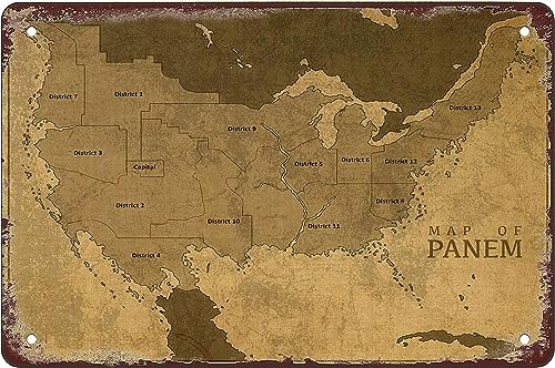 Rosefinch Stone panem Hunger Vintage map Vintage Metal Tin Sign for Men Women,Wall Decor for Bars,Restaurants,Cafes Pubs,xInch
