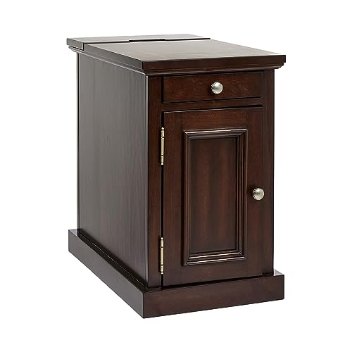 Ball & Cast Traditional End Table with Charging Station Chair Side Table with Charging Outlets and USB Ports, Sable Brown