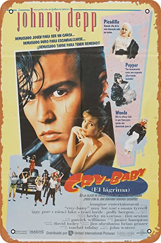 Seadlyise Cry Baby Vintage Movie Tin Sign xInches for Bar Wall Decor Movie Poster, inchinch